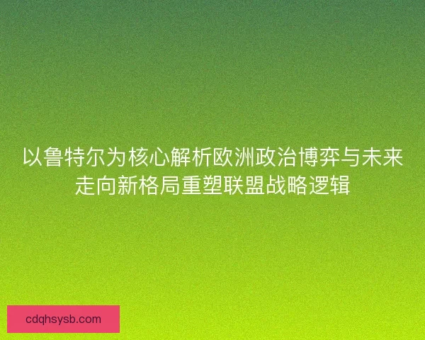以鲁特尔为核心解析欧洲政治博弈与未来走向新格局重塑联盟战略逻辑